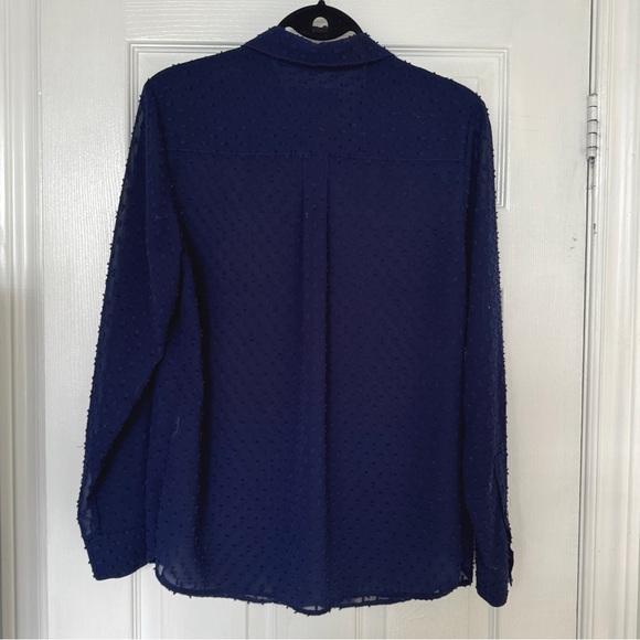 Navy Sheer Textured button up | Banana Republic US M - Picture 4 of 4